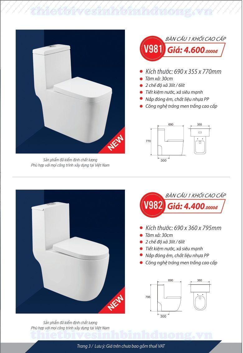 Bồn cầu liền khối Italy VINCY V981